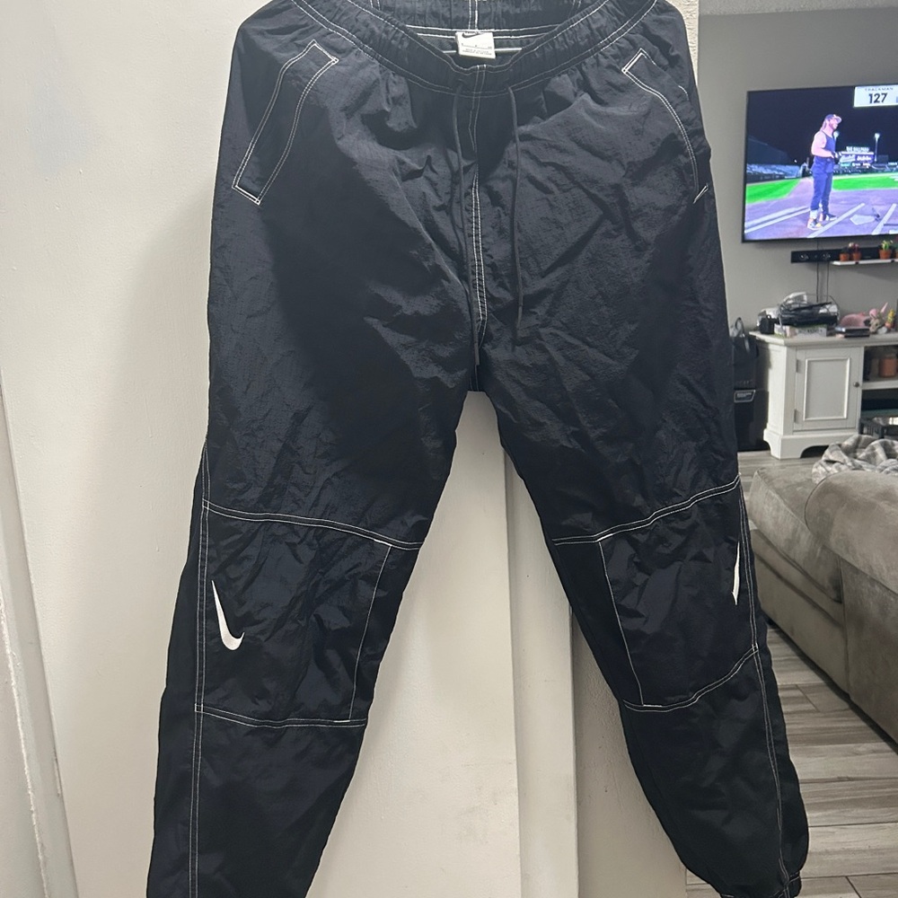 Nike Black Athletic Pants with White Stitching